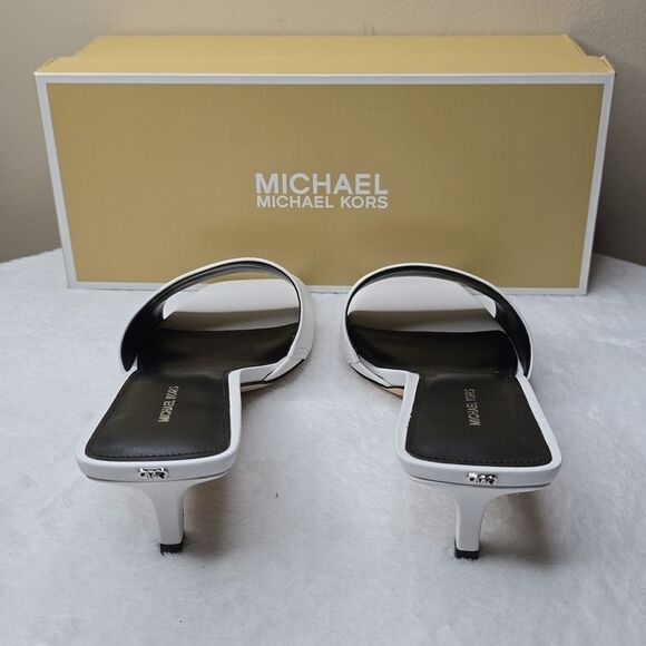 NIB Micheal Micheal Kors Merriam Kitten Sandal White Sz 8 - Picture 4 of 8